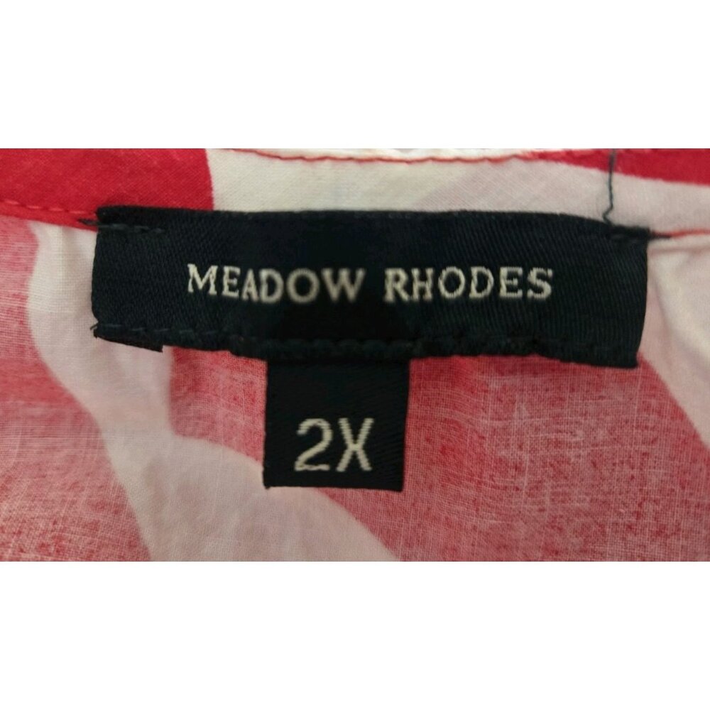 Meadow Rhodes Red Floral Midi Dress 2X Midi Tiered 100% Cotton Womens - Picture 7 of 8